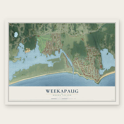 Weekapaug, Rhode Island map print, the full design
