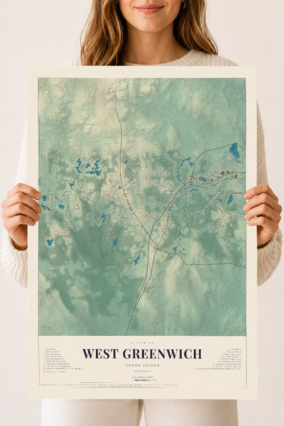 West Greenwich, Rhode Island map print, 18" x 24" Archival Matte Print mockup