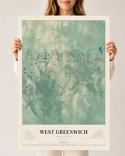 West Greenwich, Rhode Island map print, 24" x 36" Archival Matte Print mockup