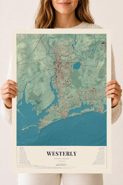 Westerly, Rhode Island map print, 18" x 24" Archival Matte Print mockup