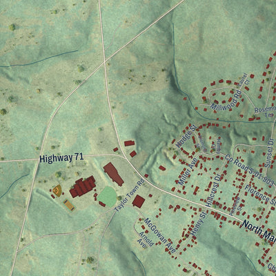Second close-up of the map of Abbeville, South Carolina print showing more streets and buildings