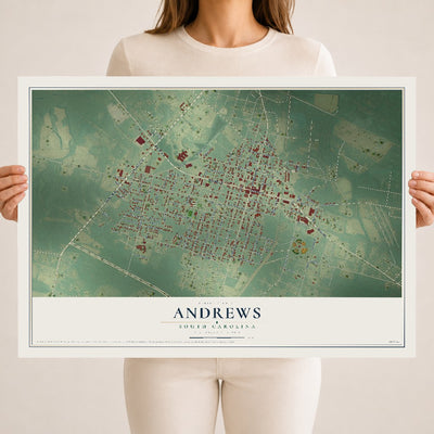 Map of Andrews, South Carolina, 18 x 24 inch unframed archival matte print