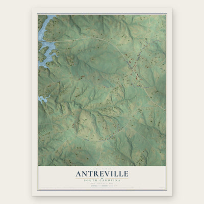 Antreville, South Carolina map print, the full design