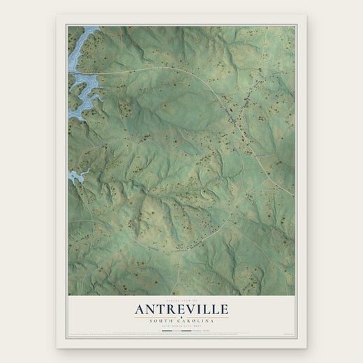 Antreville, South Carolina map print, the full design