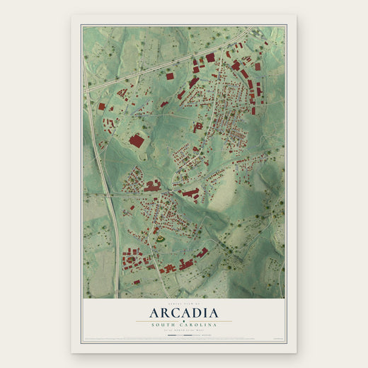 Arcadia, South Carolina map print, the full design