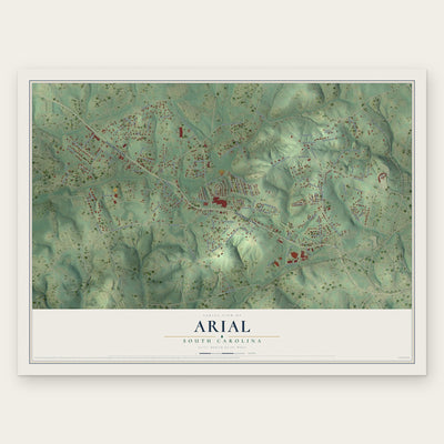 Arial, South Carolina map print, the full design
