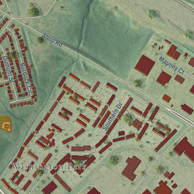 Close-up of the map of Arthurtown, South Carolina print showing street and building detail