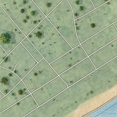Second close-up of the map of Atlantic Beach, South Carolina print showing more streets and buildings