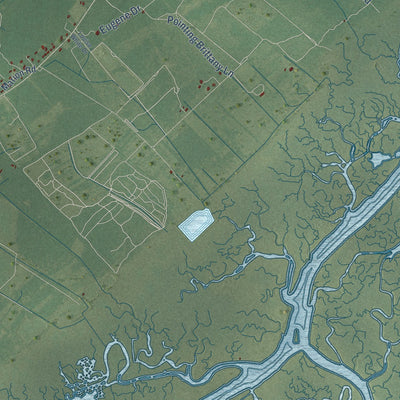 Second close-up of the map of Awendaw, South Carolina print showing more streets and buildings