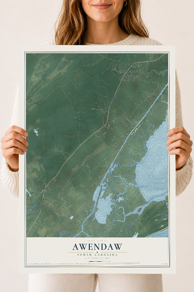 Map of Awendaw, South Carolina, 18 x 24 inch unframed archival matte print
