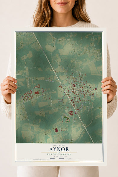 Map of Aynor, South Carolina, 18 x 24 inch unframed archival matte print