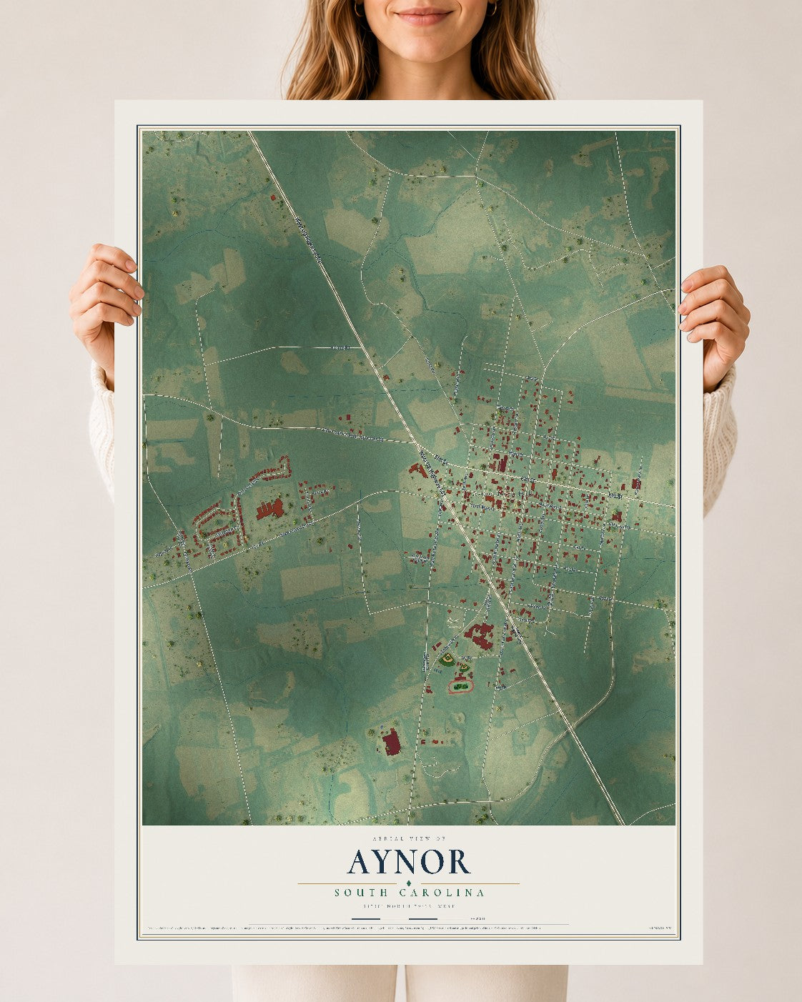 Map of Aynor, South Carolina, 24 x 36 inch unframed archival matte print