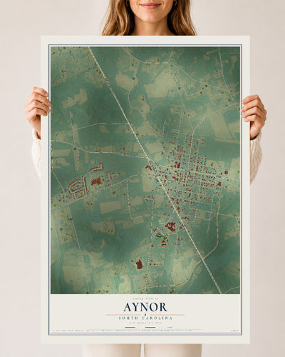 Map of Aynor, South Carolina, 24 x 36 inch unframed archival matte print