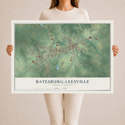Map of Batesburg-Leesville, South Carolina, 24 x 36 inch unframed archival matte print