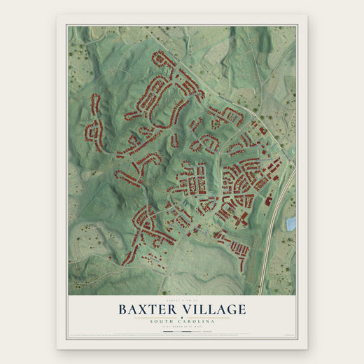 Baxter Village, South Carolina map print, the full design
