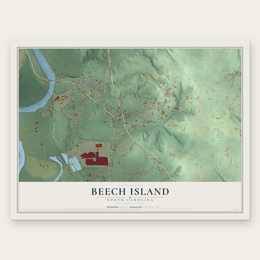 Beech Island, South Carolina map print, the full design