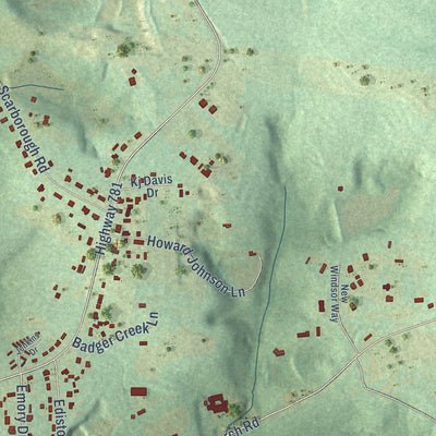 Close-up of the map of Beech Island, South Carolina print showing street and building detail