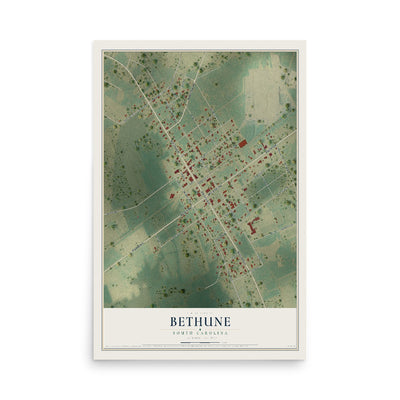Map of Bethune, South Carolina, 12 x 18 inch unframed archival matte print