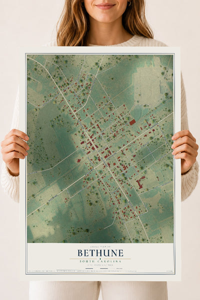 Map of Bethune, South Carolina, 18 x 24 inch unframed archival matte print