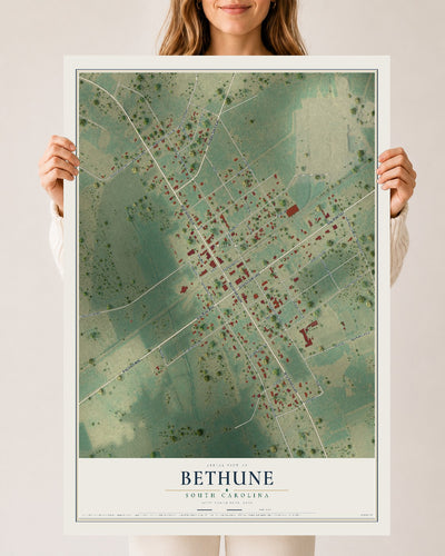 Map of Bethune, South Carolina, 24 x 36 inch unframed archival matte print