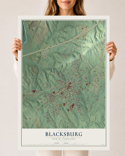 Map of Blacksburg, South Carolina, 24 x 36 inch unframed archival matte print