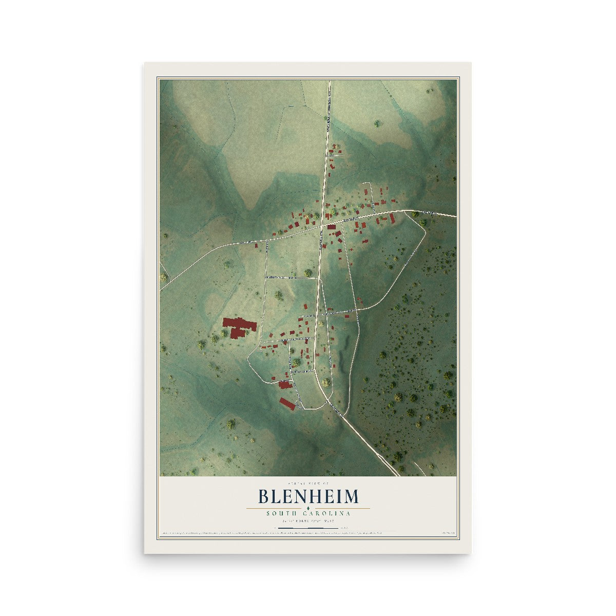 Map of Blenheim, South Carolina, 12 x 18 inch unframed archival matte print