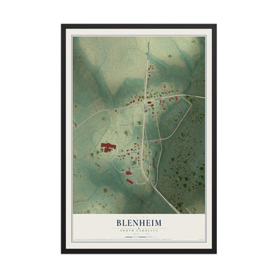 Map of Blenheim, South Carolina, 12 x 18 inch print in a black wood frame