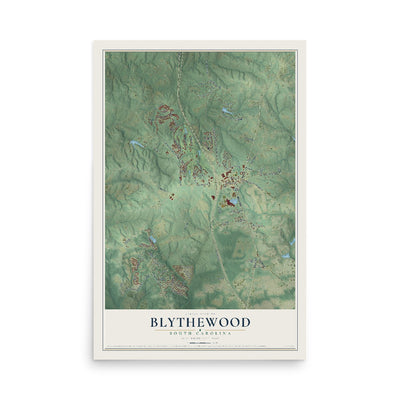 Map of Blythewood, South Carolina, 12 x 18 inch unframed archival matte print
