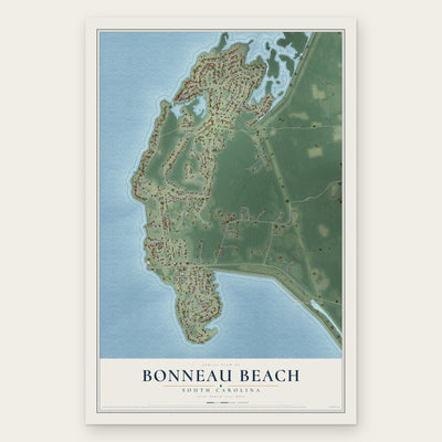 Bonneau Beach, South Carolina map print, the full design