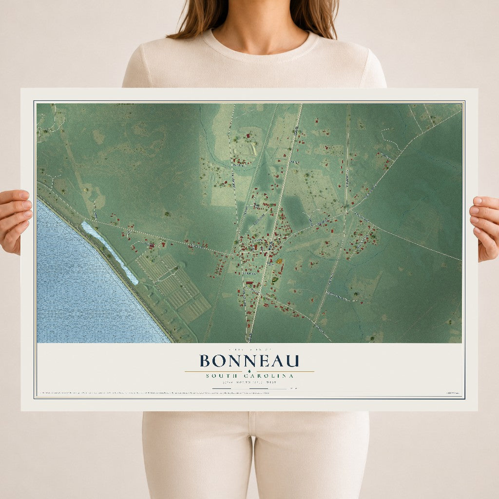 Map of Bonneau, South Carolina, 18 x 24 inch unframed archival matte print