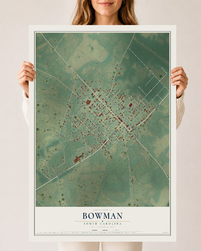 Map of Bowman, South Carolina, 24 x 36 inch unframed archival matte print