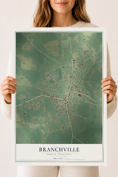 Map of Branchville, South Carolina, 18 x 24 inch unframed archival matte print