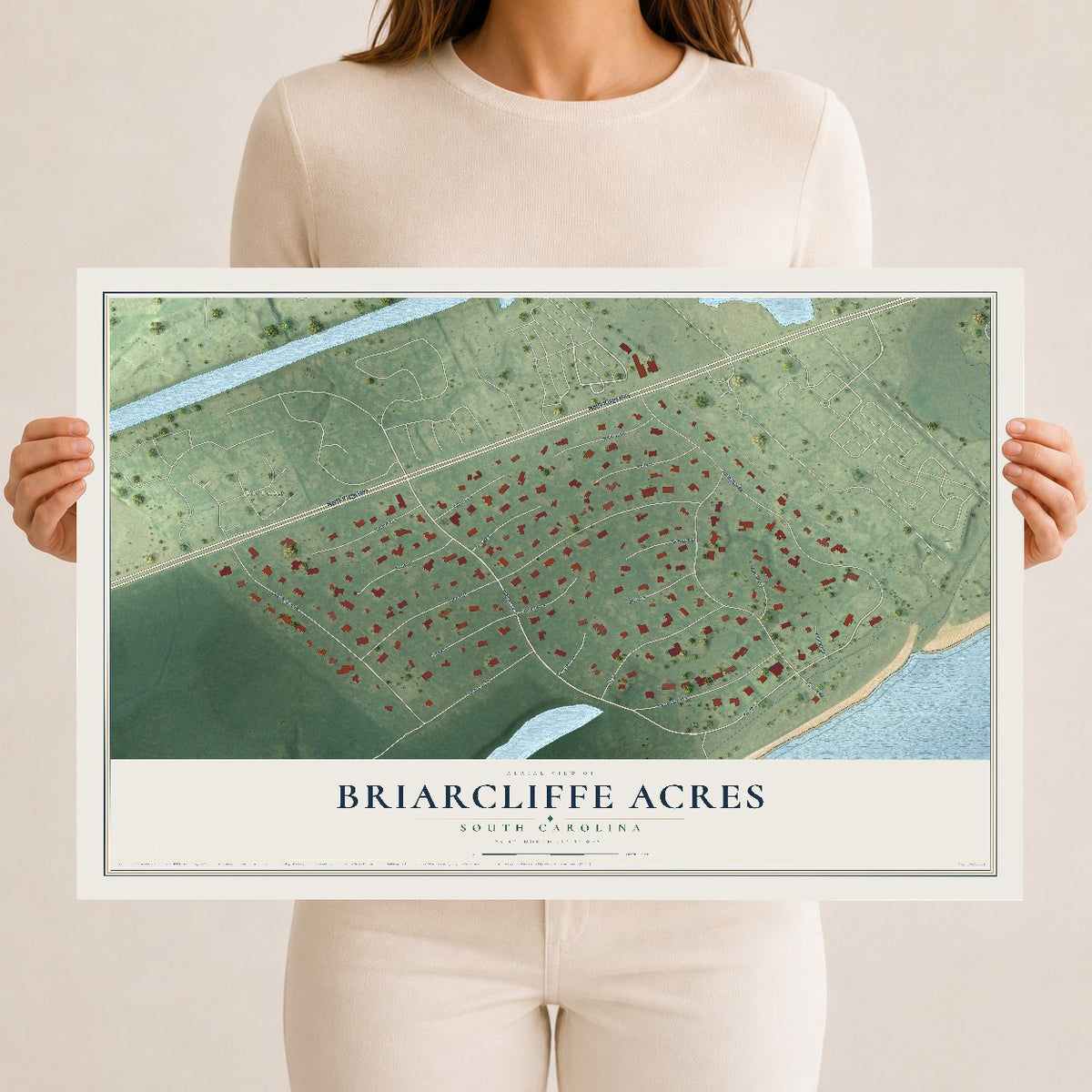 Map of Briarcliffe Acres, South Carolina, 12 x 18 inch unframed archival matte print