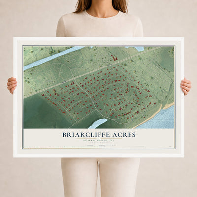 Map of Briarcliffe Acres, South Carolina, 24 x 36 inch print in a white wood frame