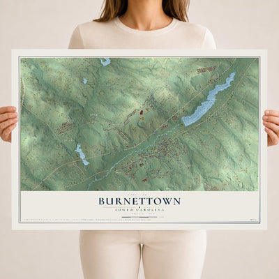 Map of Burnettown, South Carolina, 18 x 24 inch unframed archival matte print