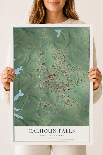 Map of Calhoun Falls, South Carolina, 18 x 24 inch unframed archival matte print