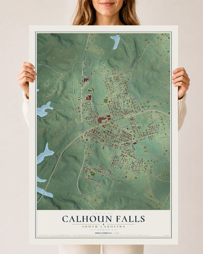 Map of Calhoun Falls, South Carolina, 24 x 36 inch unframed archival matte print