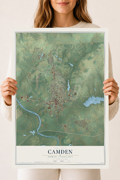 Map of Camden, South Carolina, 18 x 24 inch unframed archival matte print