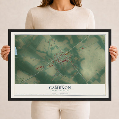 Map of Cameron, South Carolina, 12 x 18 inch print in a black wood frame