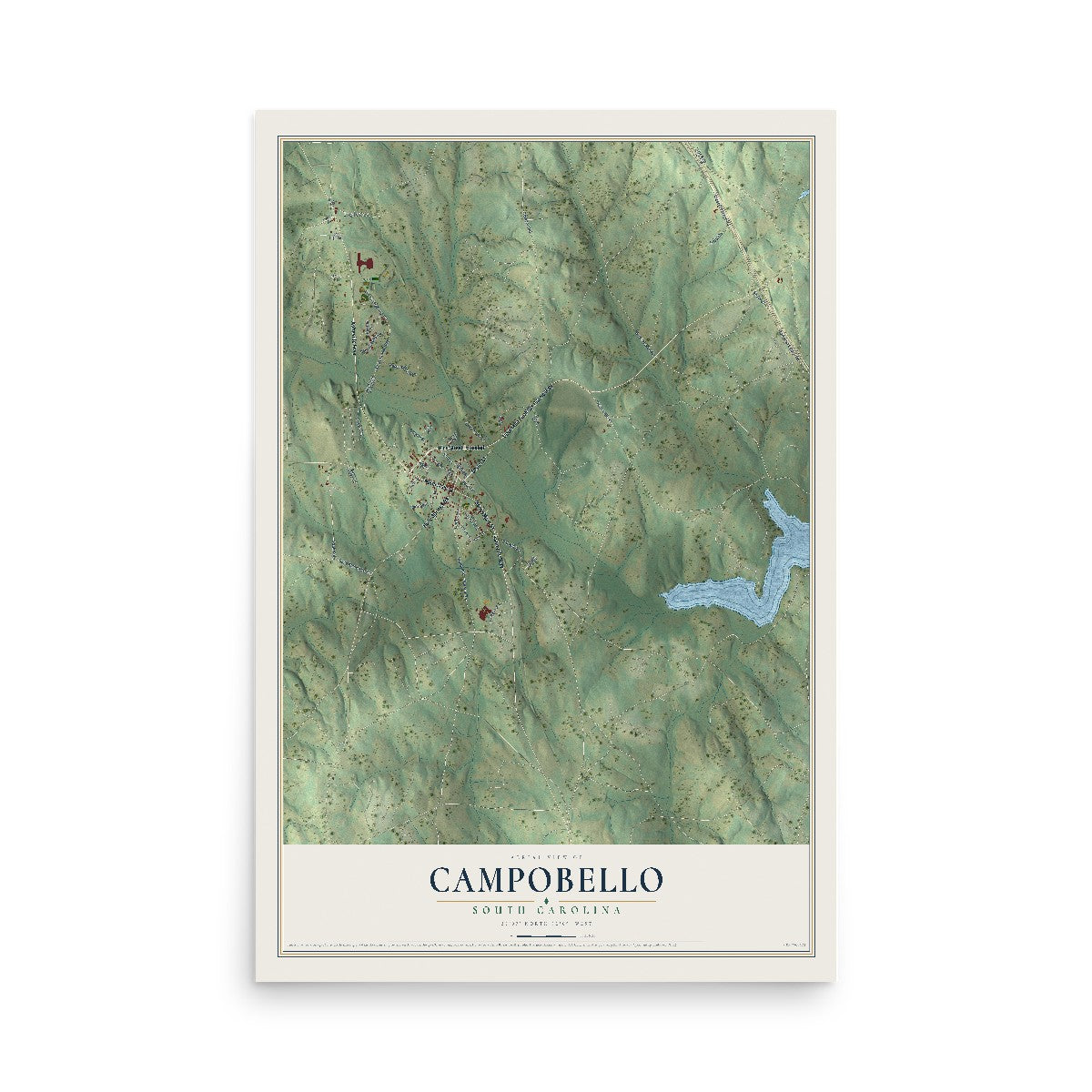 Map of Campobello, South Carolina, 12 x 18 inch unframed archival matte print