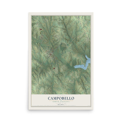 Map of Campobello, South Carolina, 12 x 18 inch unframed archival matte print