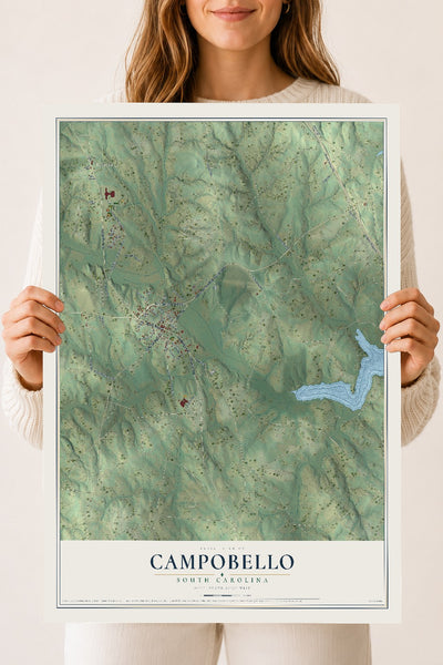 Map of Campobello, South Carolina, 18 x 24 inch unframed archival matte print