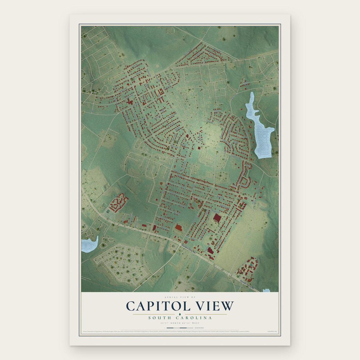 Capitol View, South Carolina map print, the full design