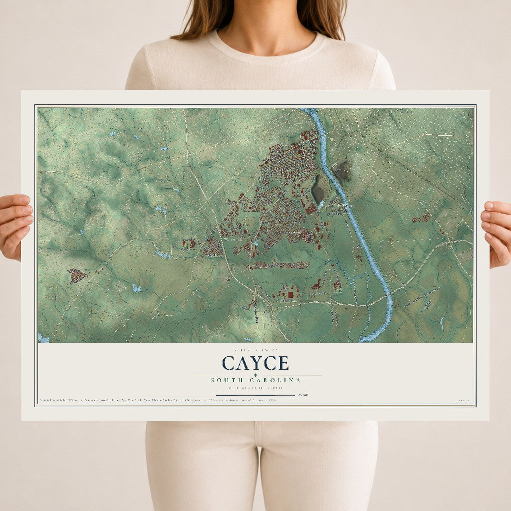 Map of Cayce, South Carolina, 18 x 24 inch unframed archival matte print