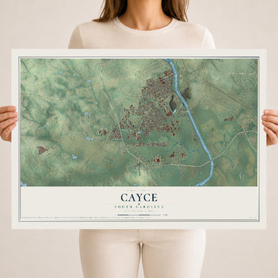Map of Cayce, South Carolina, 18 x 24 inch unframed archival matte print