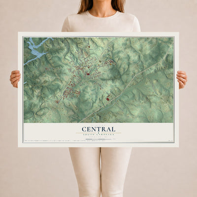 Map of Central, South Carolina, 24 x 36 inch unframed archival matte print