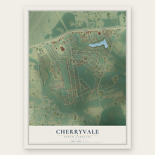 Cherryvale, South Carolina map print, the full design