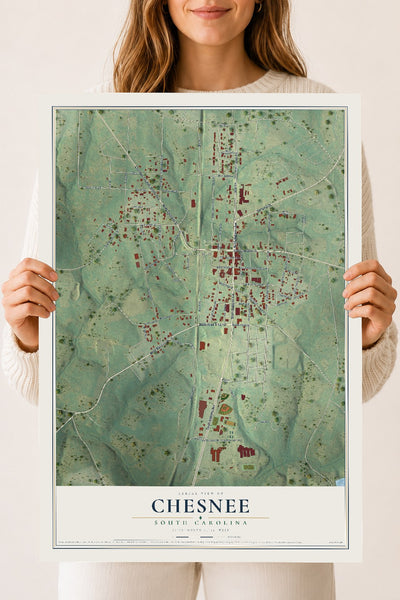 Map of Chesnee, South Carolina, 18 x 24 inch unframed archival matte print