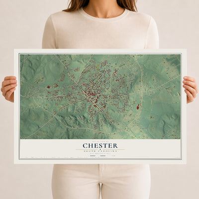 Map of Chester, South Carolina, 12 x 18 inch unframed archival matte print
