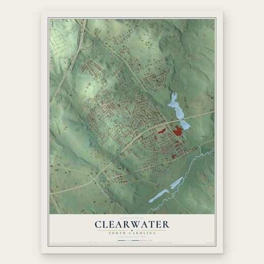 Clearwater, South Carolina map print, the full design